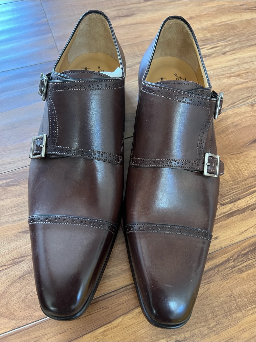 Men's Double Monk Strap Dress Shoes in Dark Brown